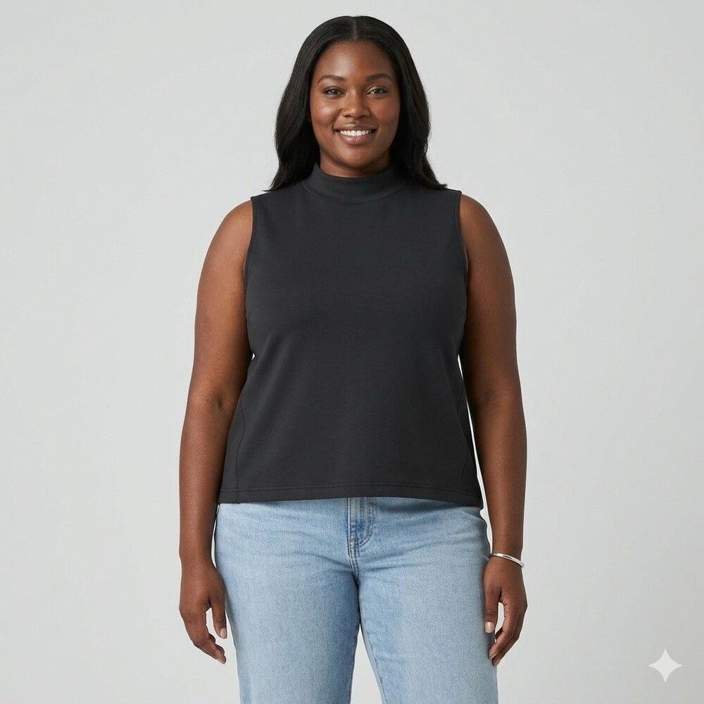 SPANX Women's AirEssentials Mock Neck Tank Top Very Black 3X NWT Soft